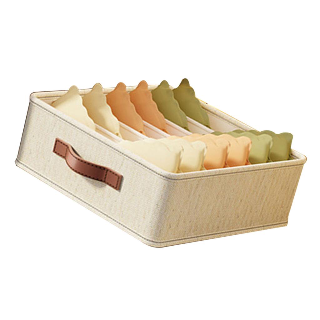 Undergarment Holder Cotton Linen Underwear Organizer for Home and Travel Socks Scarves Storage Container with Dividers