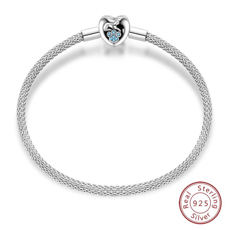 Original 925 Silver Heart Star Moon Snowflake Butterfly Bracelets 17 20CM For Women DIY Charms Jewelry Gifts