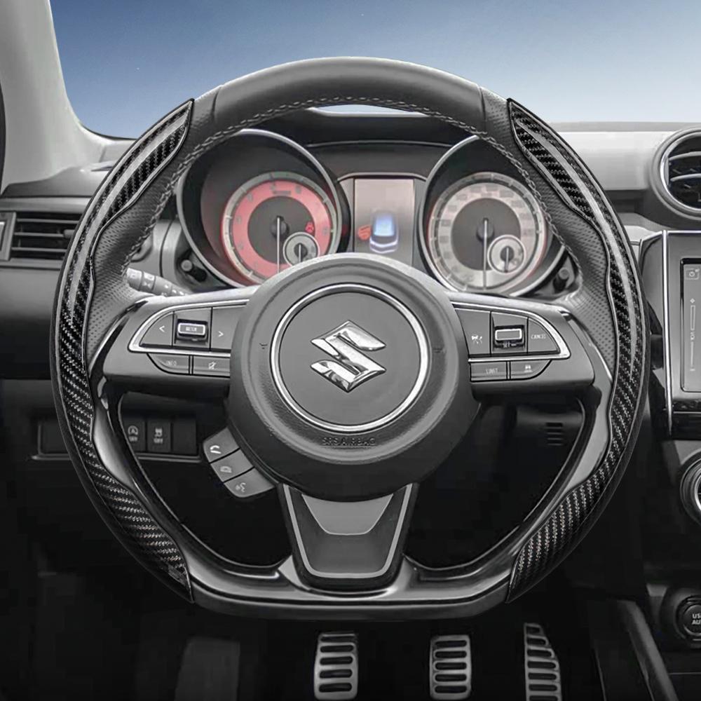 Zkfan8 Geeignet für Suzuki Lenkradabdeckung mit Karbonfaser-Textur und segmentiertem Schnellverschluss-Design für Wagon R Swift Ertiga Brezza Baleno Fronx
