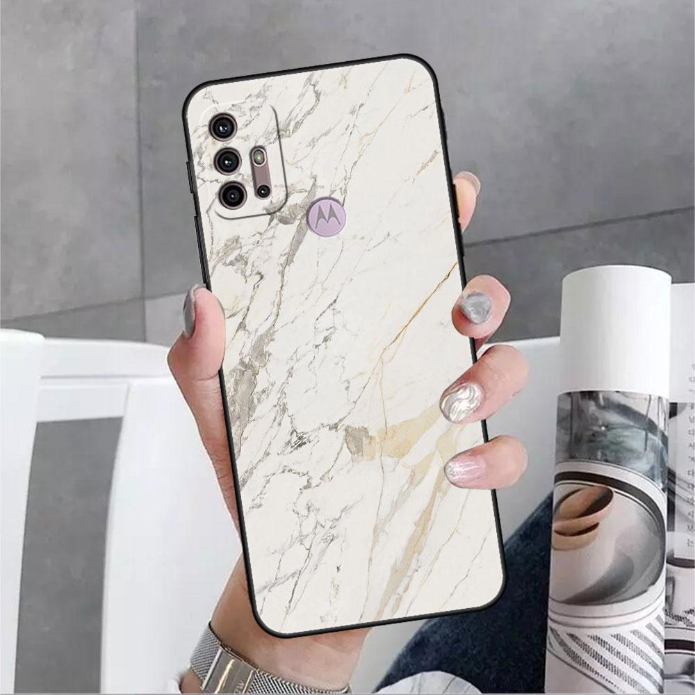 Hülle für Motorola G30 G60 Edge 20 G9 G22 G8 Power G31 G500 G50 30 Pro Schwarz Soft Phone Capas Granit Marmor