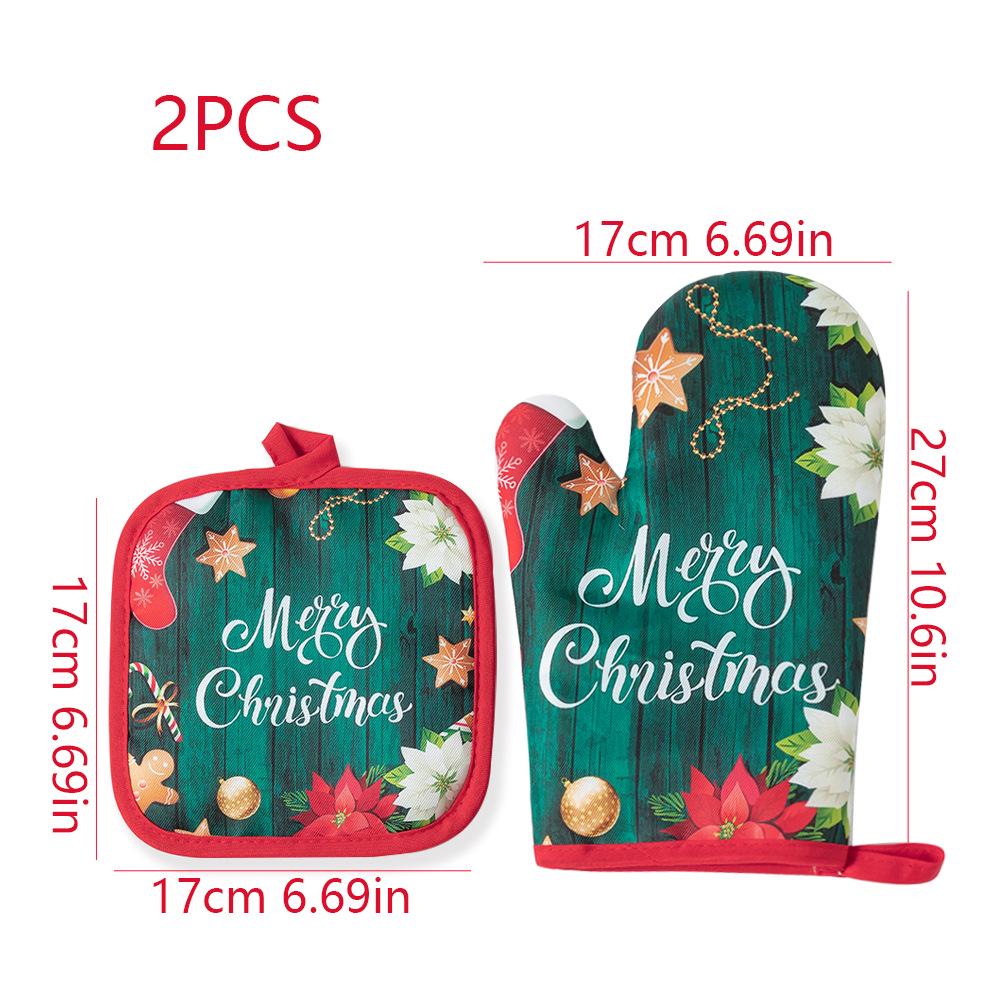 Christmas Anti-Scald Oven Gloves Set - Thickened Heat Insulation for Baking & Kitchen Use