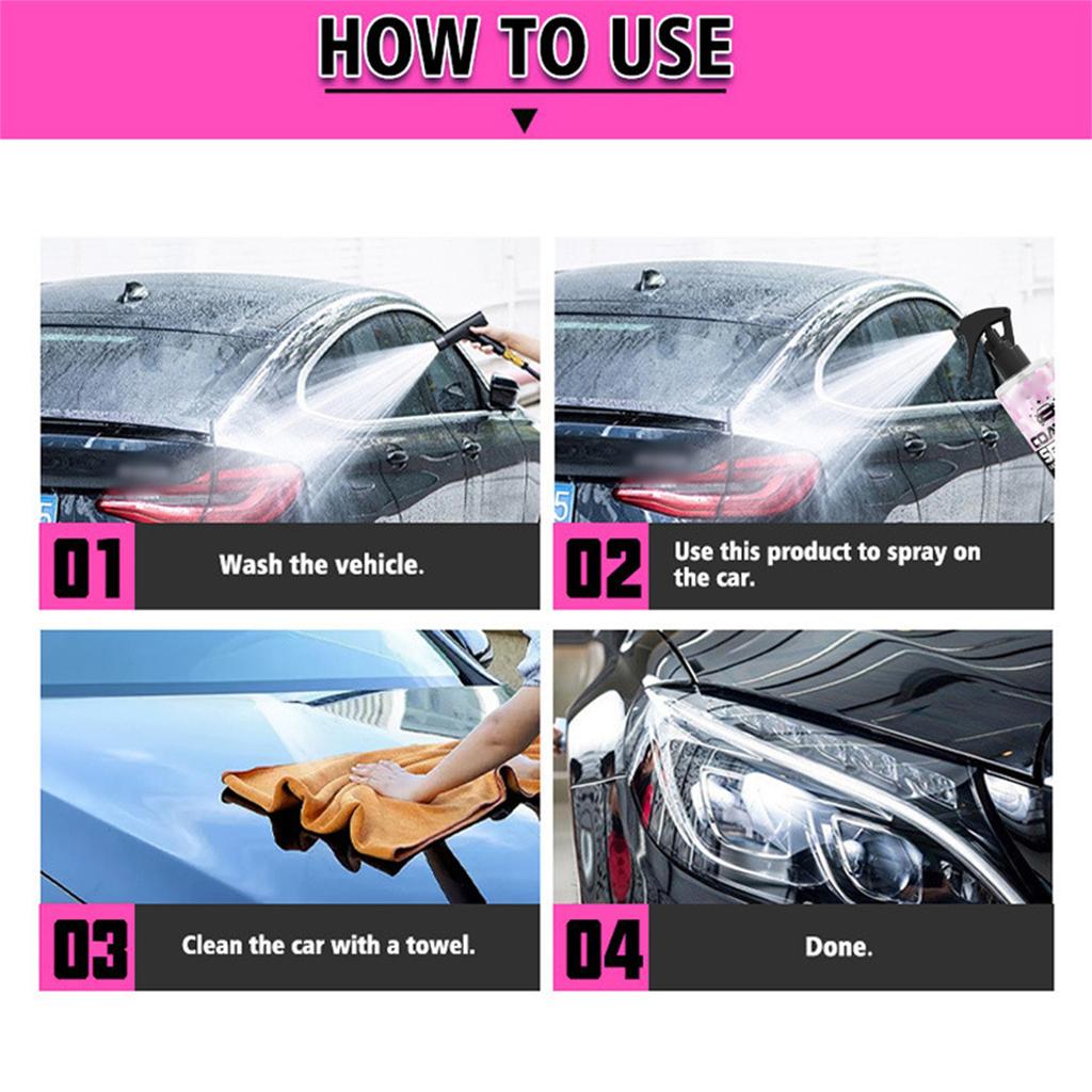 Autoversiegelungsmittel Schnellspraylack Glas Handspray Wachs Mikrokristall-Versiegelung, Geeignet für Autos, SUVs, Schiffe, Motorräder 100ML
