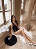 Korean Retro Solid Color Spaghetti Strap One-Piece Swimsuit for Women