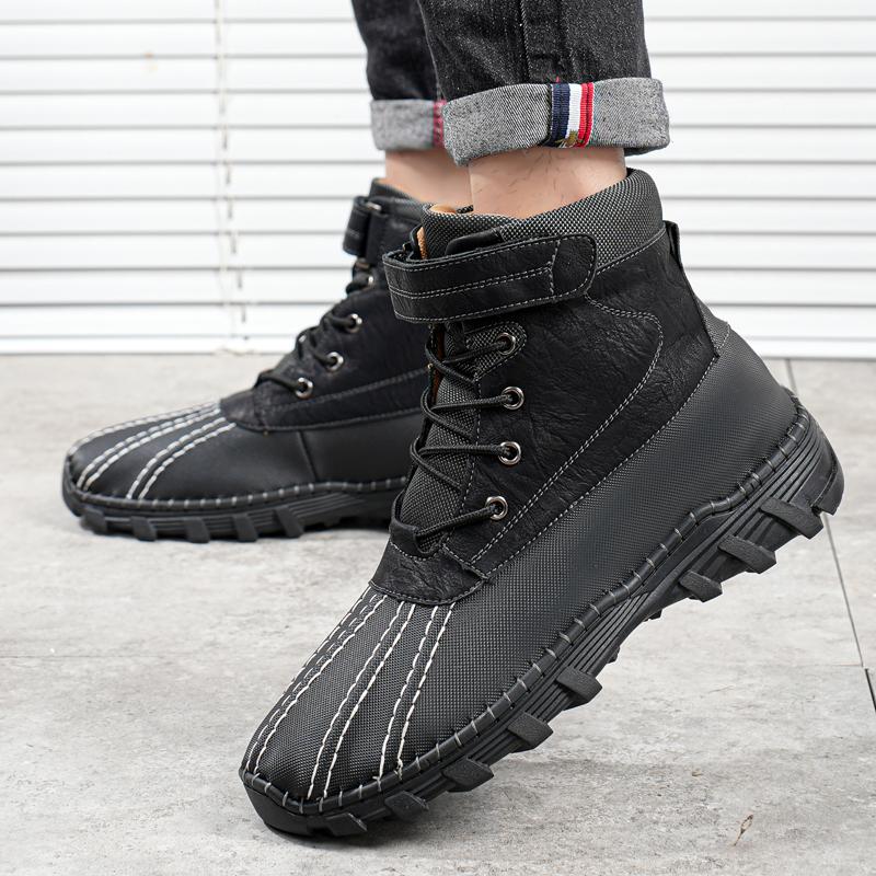 Winter Men Warm Boots High Quality Men s Motorcycle Boots Outdoor Men s Plush Boots 36 чёрный