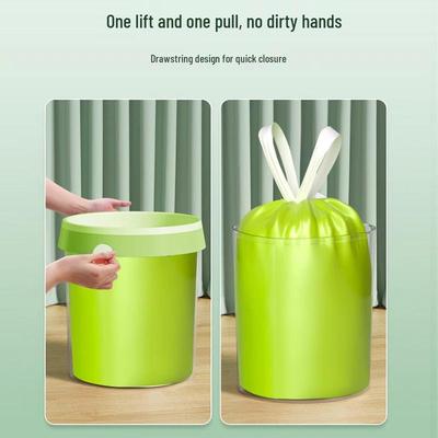 Mugwort Thickened Drawstring Kitchen Garbage Bags - Odor-Eliminating, Tear-Free, Large Size, Handled.