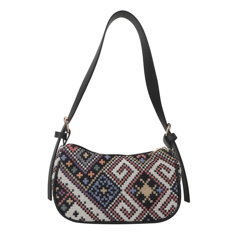 Chic Simple Urban Oxford Cloth Handbag With Elegant Floral Pattern For Women