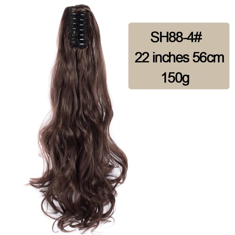 MISSQUEEN Kunstfaser-Wellen-Pferdeschwanz für Damen zum Aufstecken, verlängerter langer Pferdeschwanz, natürliche lockige Haarverlängerung, Schwarzbraun, 22 Zoll