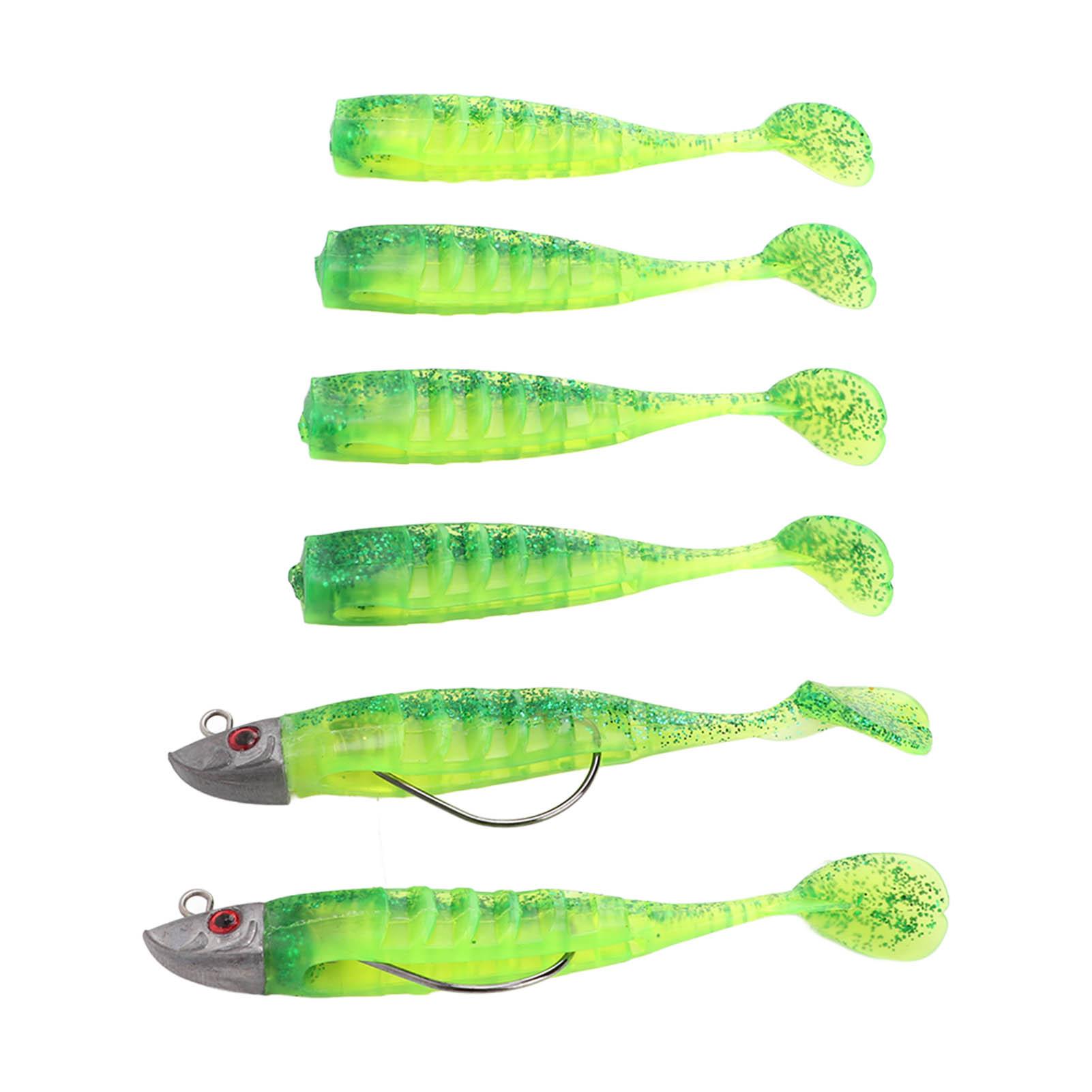2 Sets Silicone Artificial Fishing Bait Soft Fishing Lure for Saltwater FreshwaterOil Green