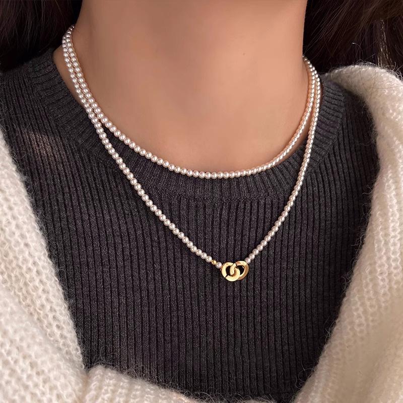 Xiaomi Chic Pearl Double-Layer Necklace - Women's Autumn/Winter Sweater Chain Accessory