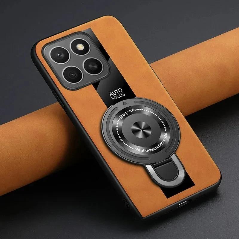 For Magsafe Wireless Charging Cover For Xiaomi 15T Pro 17T Pro PU Leather Shockproof Ring Stand Holder Case For Xiaomi 17 Max