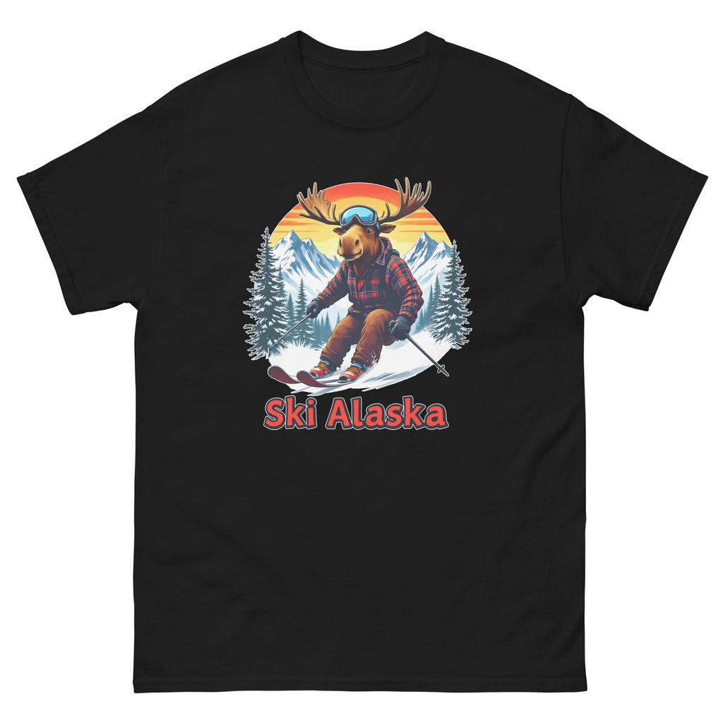 Ski Alaska Moose Skiing Skier Animal T-Shirt