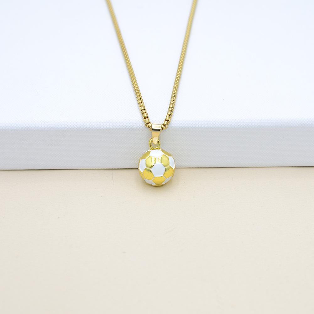 3D-Gold-Fußball-Weltmeisterschafts-Halskette: Hip-Hop-Anhänger aus einer Legierung mit Drip-Oil-Design – Das perfekte Geschenk für Jungen.
