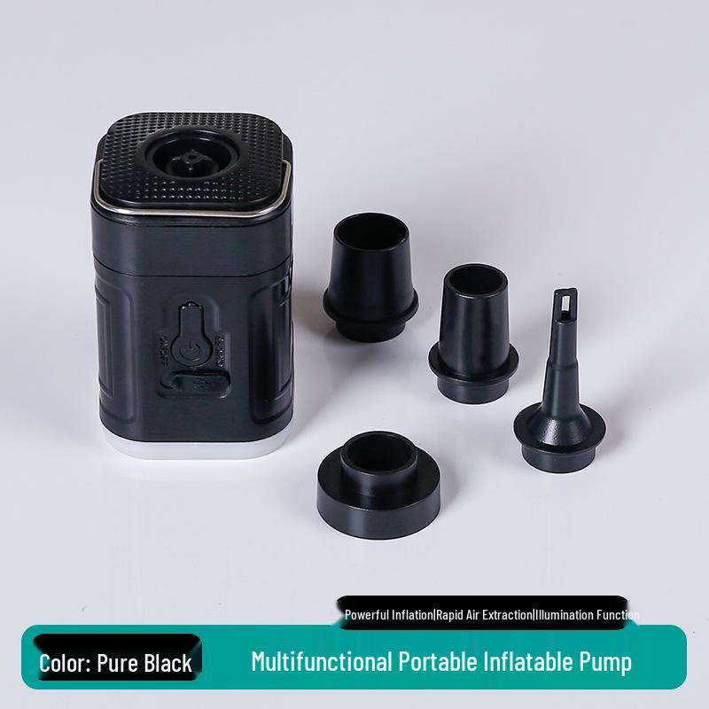 Portable Electric Air Pump with Inflator, Suction, and Lighting for Camping Mattresses and Tents