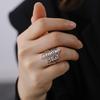 LIKGREAT Stainless Steel Lotus Flower Ring Moon Star Yoga Cross Star of David YinYang Symbol Rings Spiritual Amulet Jewelry