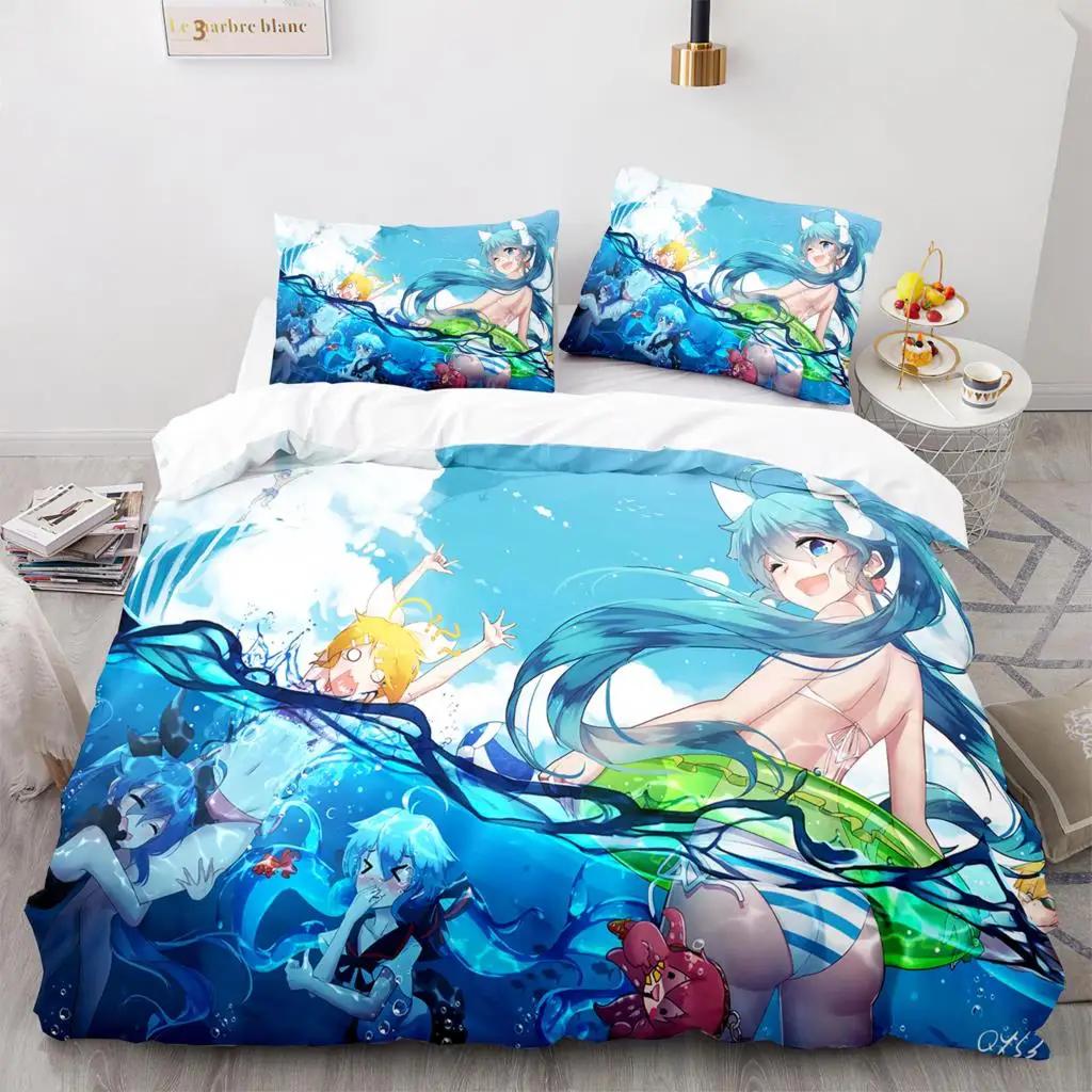 3D H-Hatsune M-Miku Bedding Set Single/Twin/Full/Queen/King Size Duvet Cover Set Aldult Kid Bedroom Decor Japan'S Music