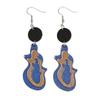 Bohemian Retro Geometric Wooden Earrings with Printed Pattern