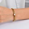 Chic Mesh Strap White Shell Bracelet,Gold Plated Stainless Steel Women's Bracelets,Fashion Waterproof Jewelry Gifts