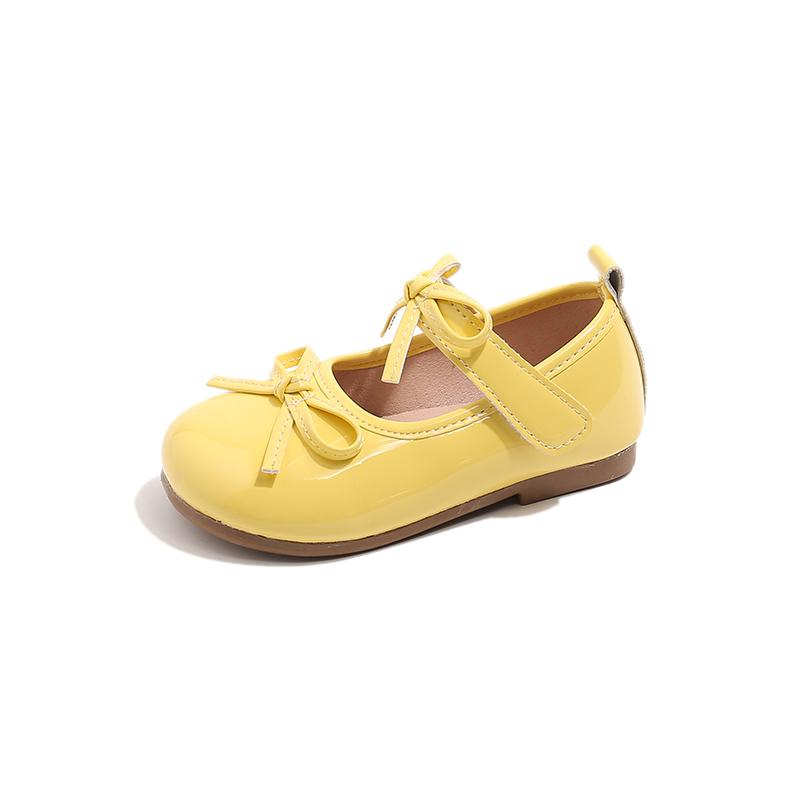 Girls Flats Soild Color Round Toes Kids Dance Performance Shoes Double Bows New Girls Leather Shoes Soft Sole Sweet