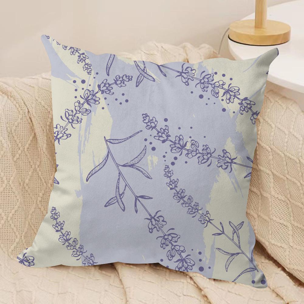 Lavender  Flowers Cushion Cover Soft Plush Throw Pillow Cover  DoubleSided Printed Cushion Case  Cozy Sofa  Home Decor