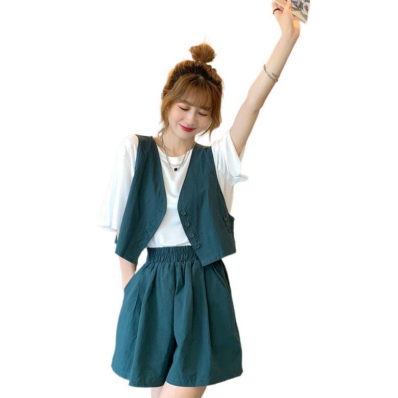 Trendy Retro Vest and Shorts Two-Piece Set - Lightweight and Stylish