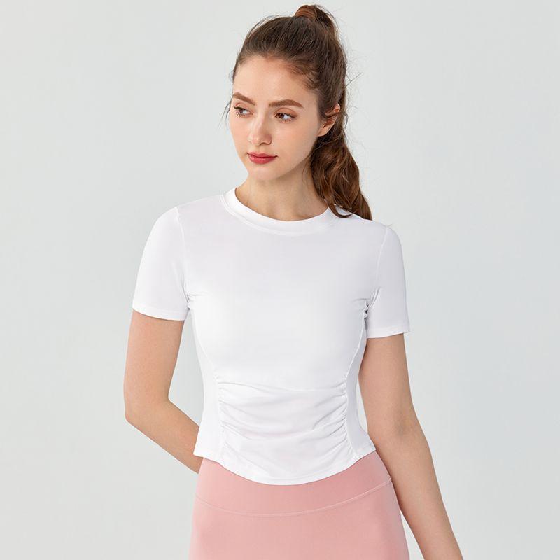 Original Yoga Clothes Top Women's Short Sleeve Waist Hugging Slimming Tight Sports T-shirt Quick-Drying Pilates Workout Clothes Thin