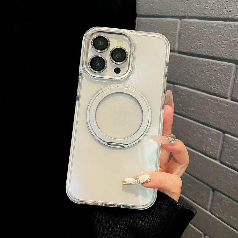 Magnetic Rotating Phone Stand Compatible With IPhone 17 Case Dual-Layer Shockproof Clear Protective Cover 15 Pro Max iPhone 17 Pro Max