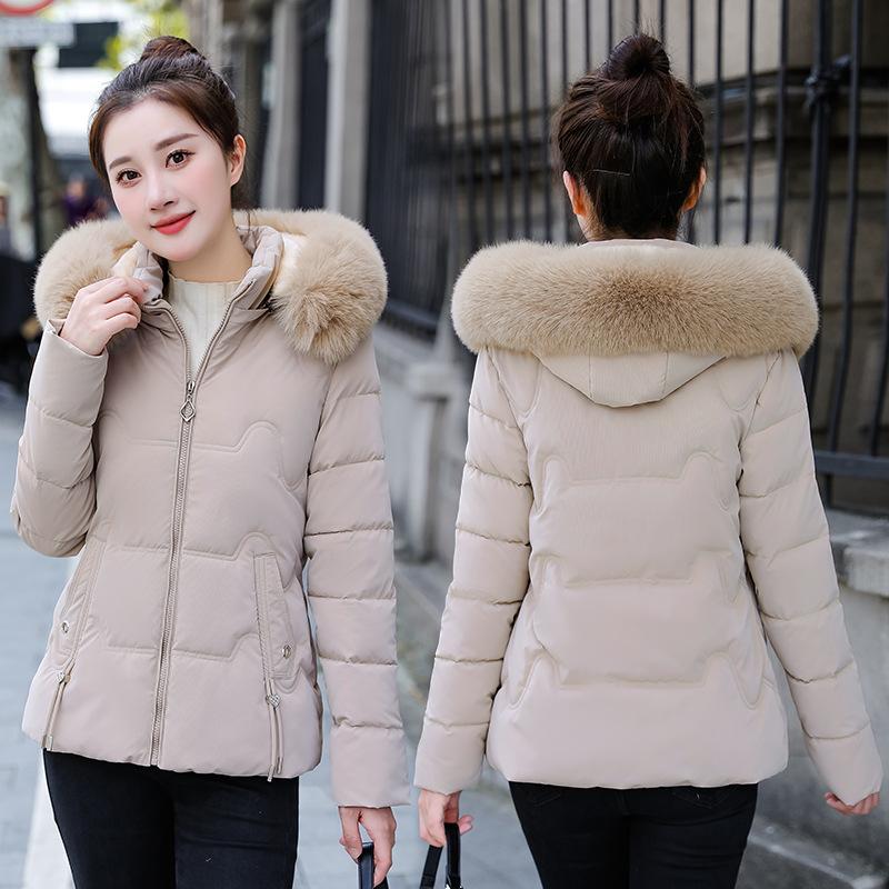 Padded Jacket Women's Slim-fit Women's Padded Jacket Short Fur Collar Padded Jacket Women's Warm and Cold-proof
