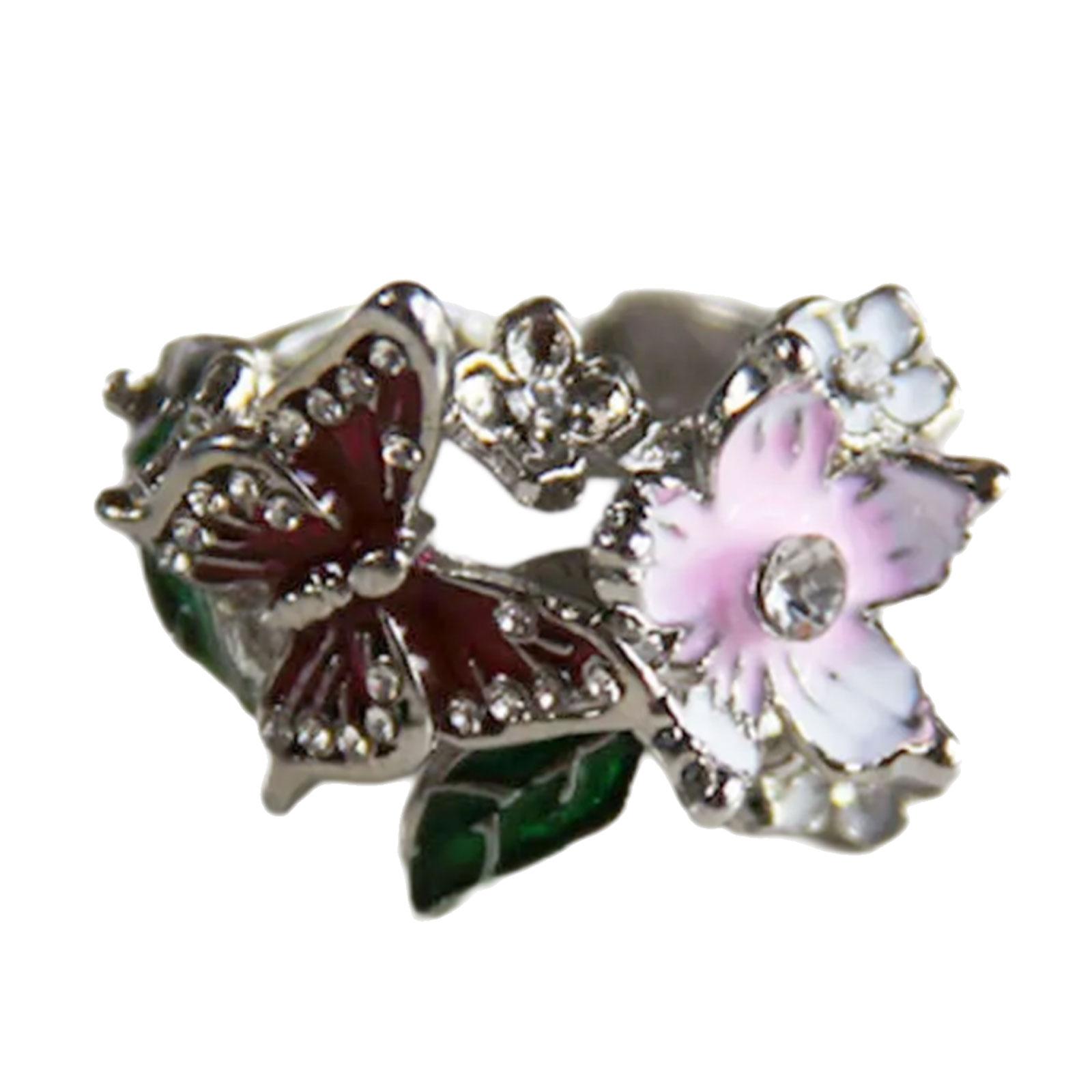 

Fashion Butterfly Adjustable Rings Opening Rings Flower Finger Open Rings Alloy Texture Suitable for Various Occasion C серебряный