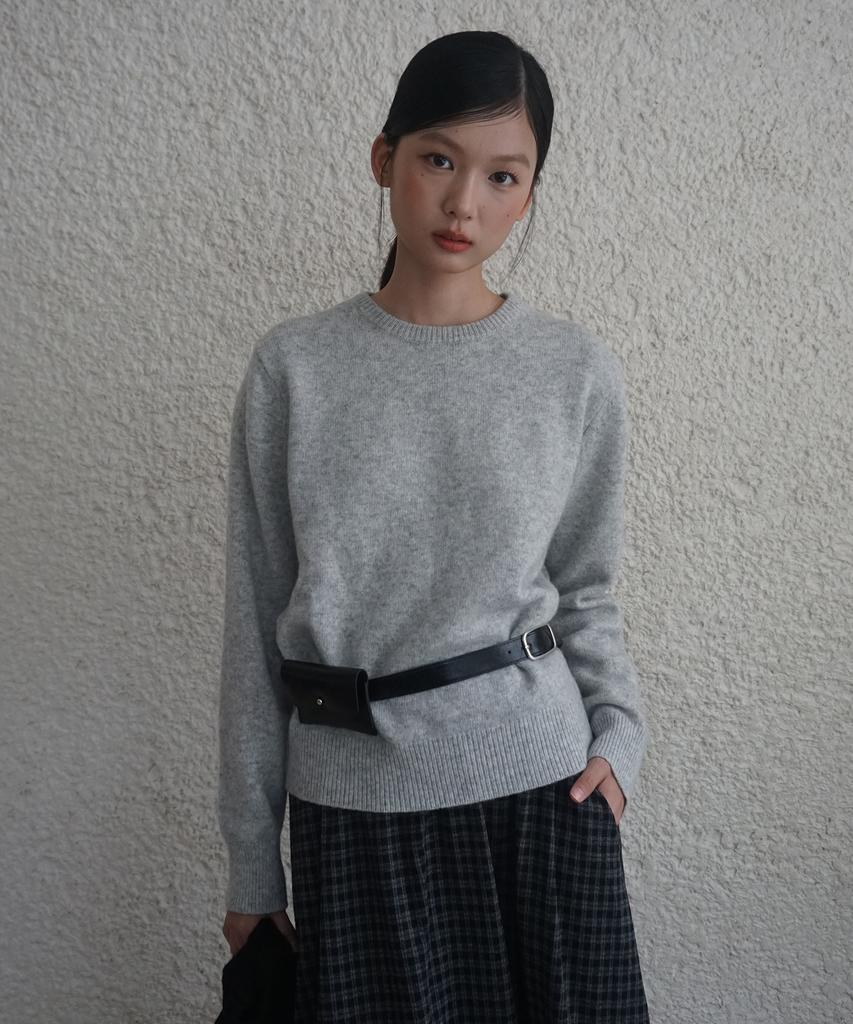 MOOD INSIDE WOMAN (Woman) Soft Wool Round Knit_Gray