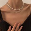 French Temperament Pearl Mix and Match Light Luxury Love Collarbone Chain Women's Geometric Niche Hollow Chain Double-layer Stacked Necklace