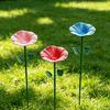 Flower Hummingbird Water Feeder Metal Garden Post Bee Watering Station And Butterfly Waterer Outdoor Bird Bath for Pollinators Garden Decor