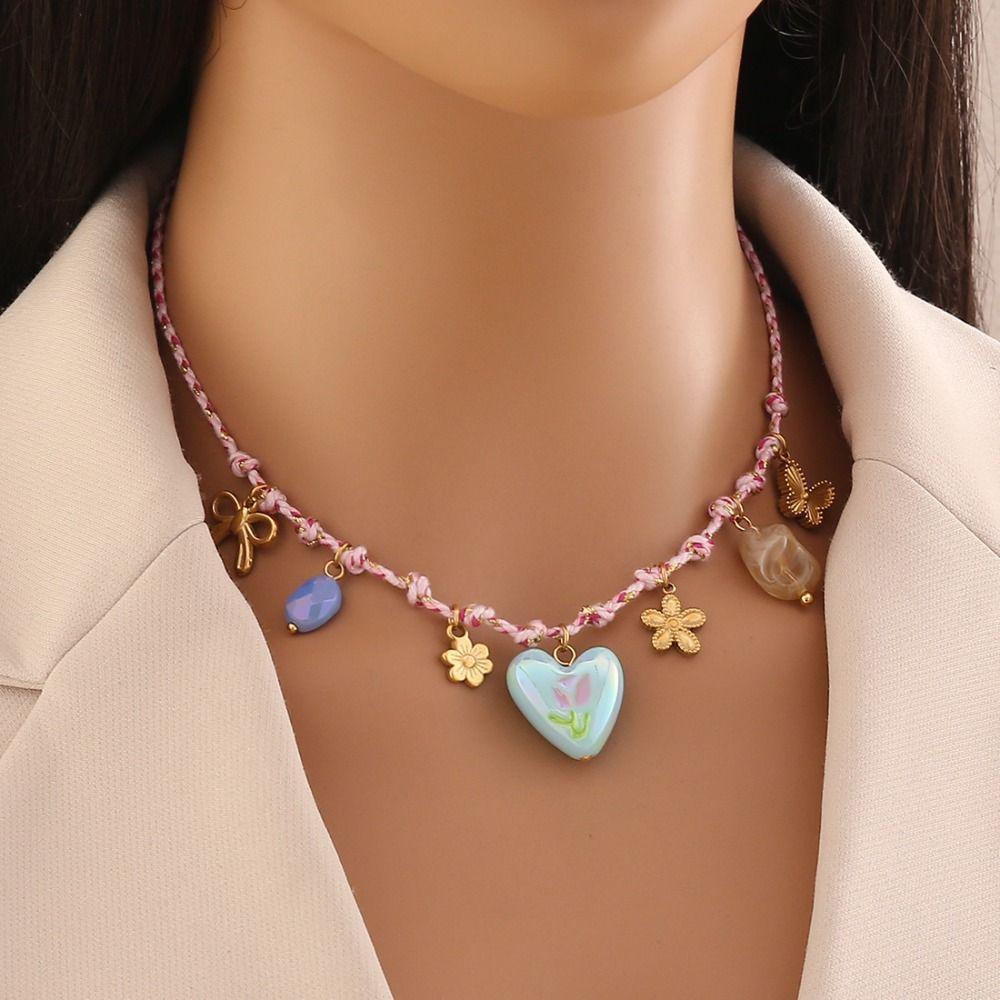 Knotting Rope Shell Pendant Necklace Ocean Series Clavicle Necklace Starfish Necklace  Summer