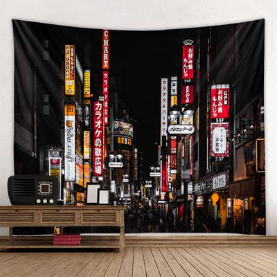 Tokyo nacht wandkleed stadsnachtleven Japanse stijl wanddecoratie slaapkamer huisdecoratie bohemien hippie beddengoed