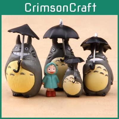 Mein Nachbar Totoro mit Schirm Harz Miniatur Garten Ornament für Heimdeko und zum Verschenken