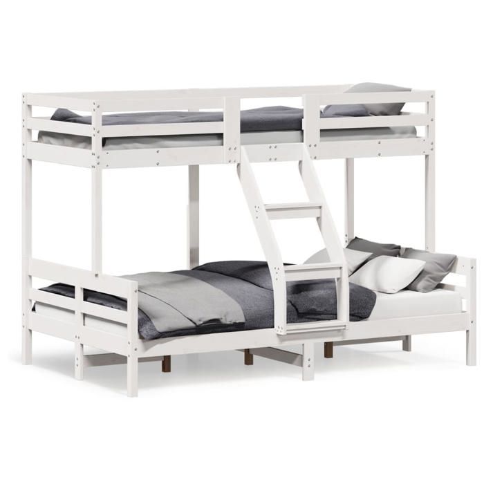 VidaXL Bunk Bed 80x200/120x200 Cm White Solid Pine Wood, Bed, Bed Frame, Loft Bed, Bedroom Furniture, 3207162