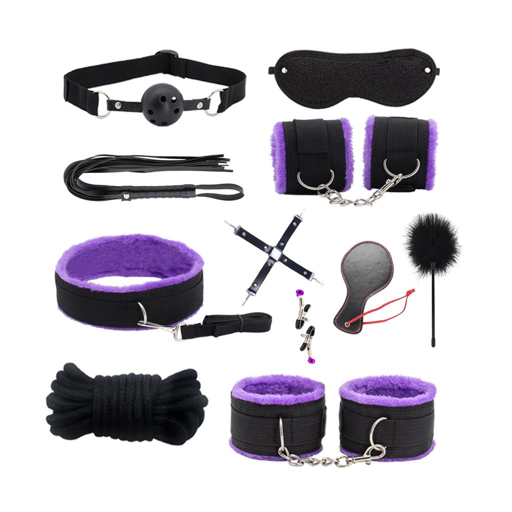 Sexy BDSM Kits Plush Sex Bondage Set Handcuffs Sex Games Whips Gag Nipple Clamps SM Toys for Couples Exotic Accessories