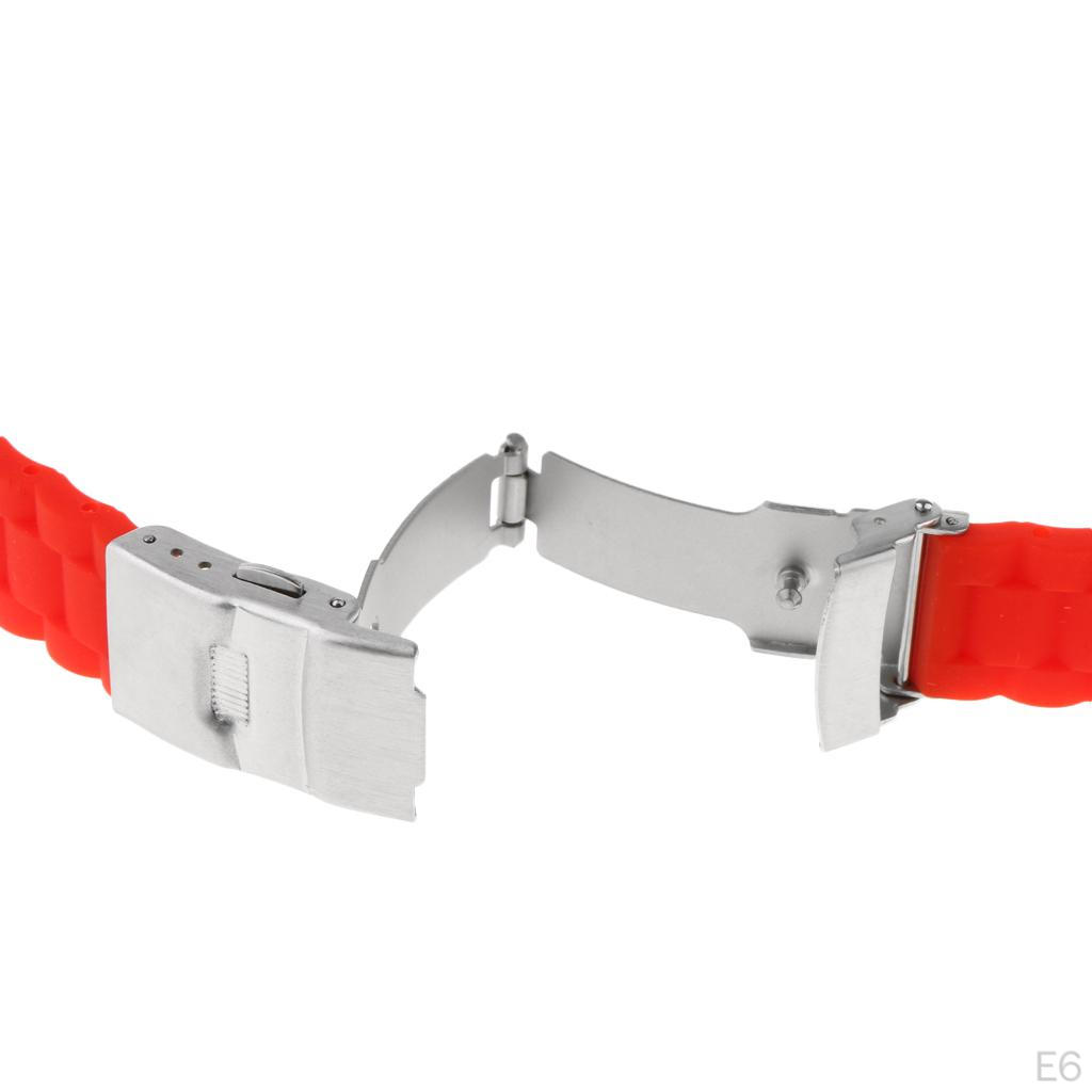 Waterproof Silicone Watch Strap with Stainless Steel Folded Buckle Multi-Colors