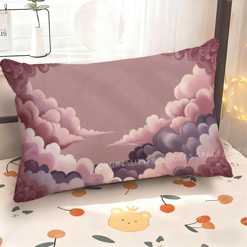 Pink Clouds Patterned Pillowcase Suitable For Sofa Bedroom Car Pillow Cover Cushion Rectangular Back Cushion