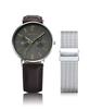 BERING Japan Brown Calf Leather Silver Stainless Steel with Mesh Sapphire Changes Officially Pair Pair Model Men's & Women's (Unisex) Watch,