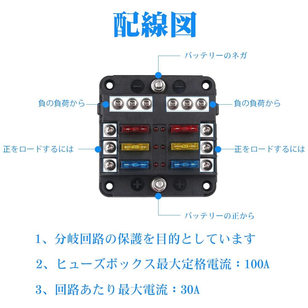 ADPOW 6 Way Circuit Carbon Boat Fuse Box Holder Waterproof LED Warning Light with