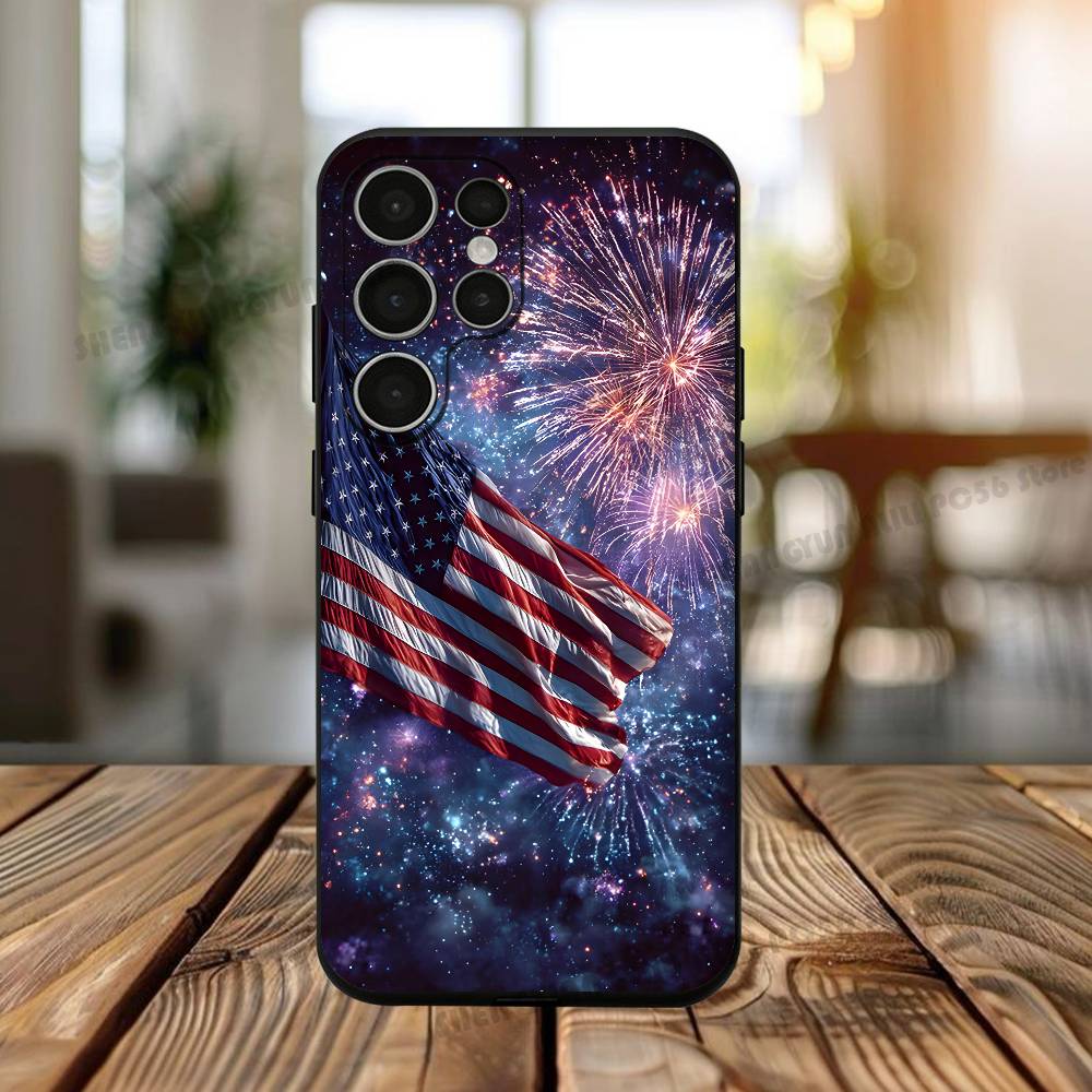 

Happy Independence Day Phone Silicone Case For Samsung S24,22,20,23,21,20 Ultra Plus Lite 5G Print Silicone Cover Samsung S25ULTRA
