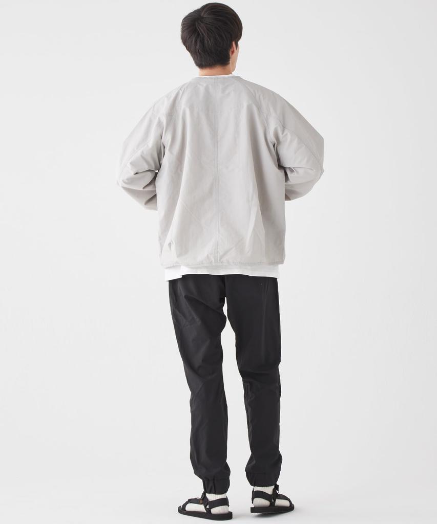 Snap Button Light Jacket Outerwear for Light Gray [CLIFFEMAYER] No-collar Men, X-LARGE,