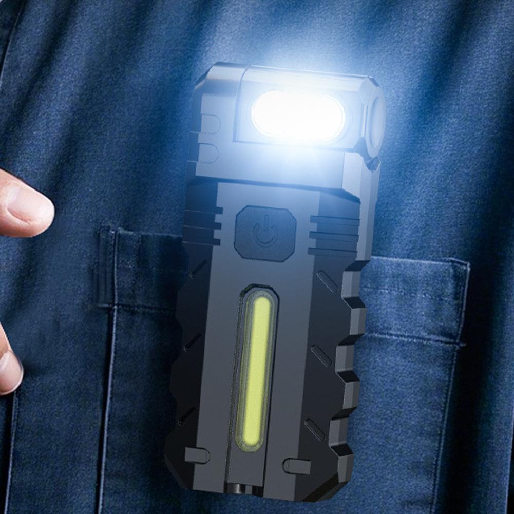 Magnetic LED Flashlight Compact Torch USB Rechargeable EDC Pocket Flashlight Portable Work Light for Outdoor Emergency