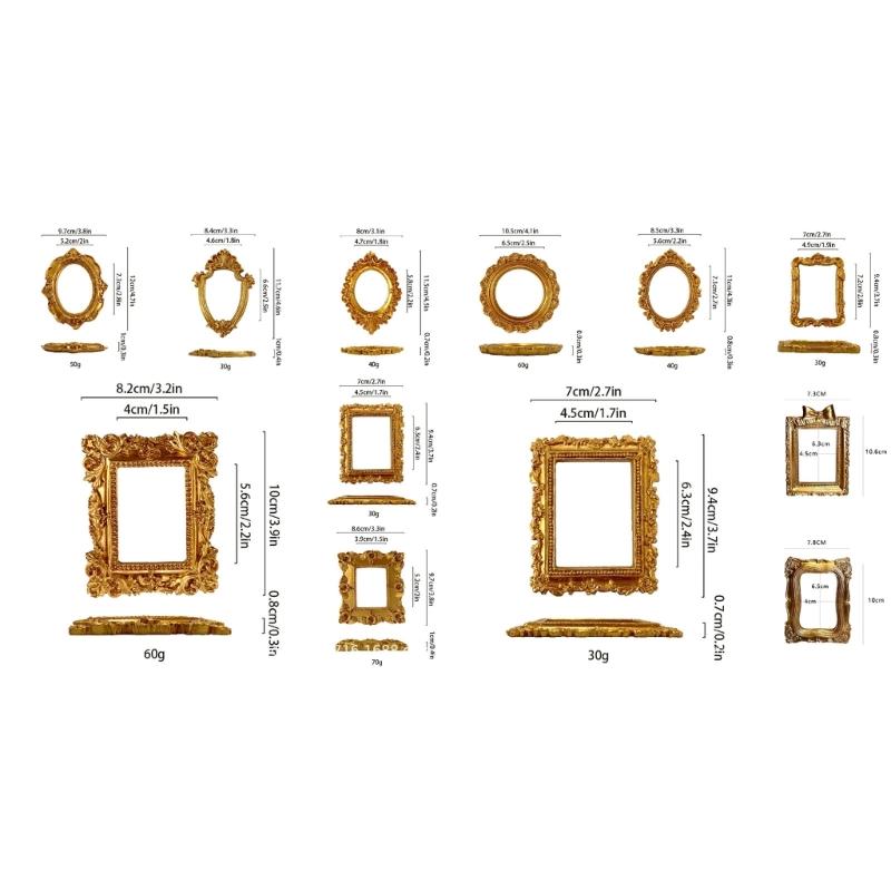 Small Antique Resin Picture Frame Victorian Rectangular Oval Jewelry Display Photo Frame for Weddings Party Decors