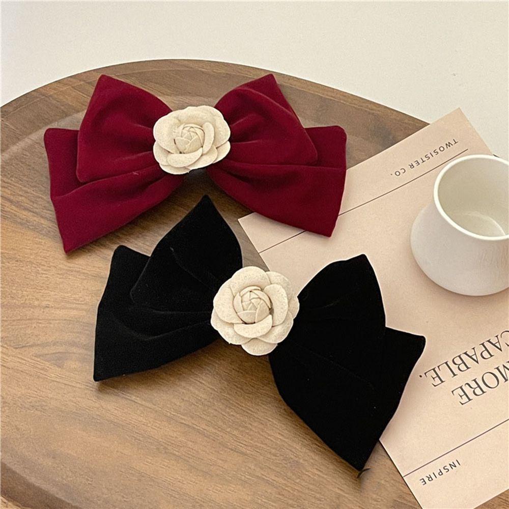 Hair Accessories Camellia Girls Spring Clip Korean Style Hair Clip Big Bow Hairpin Flower Hairpin