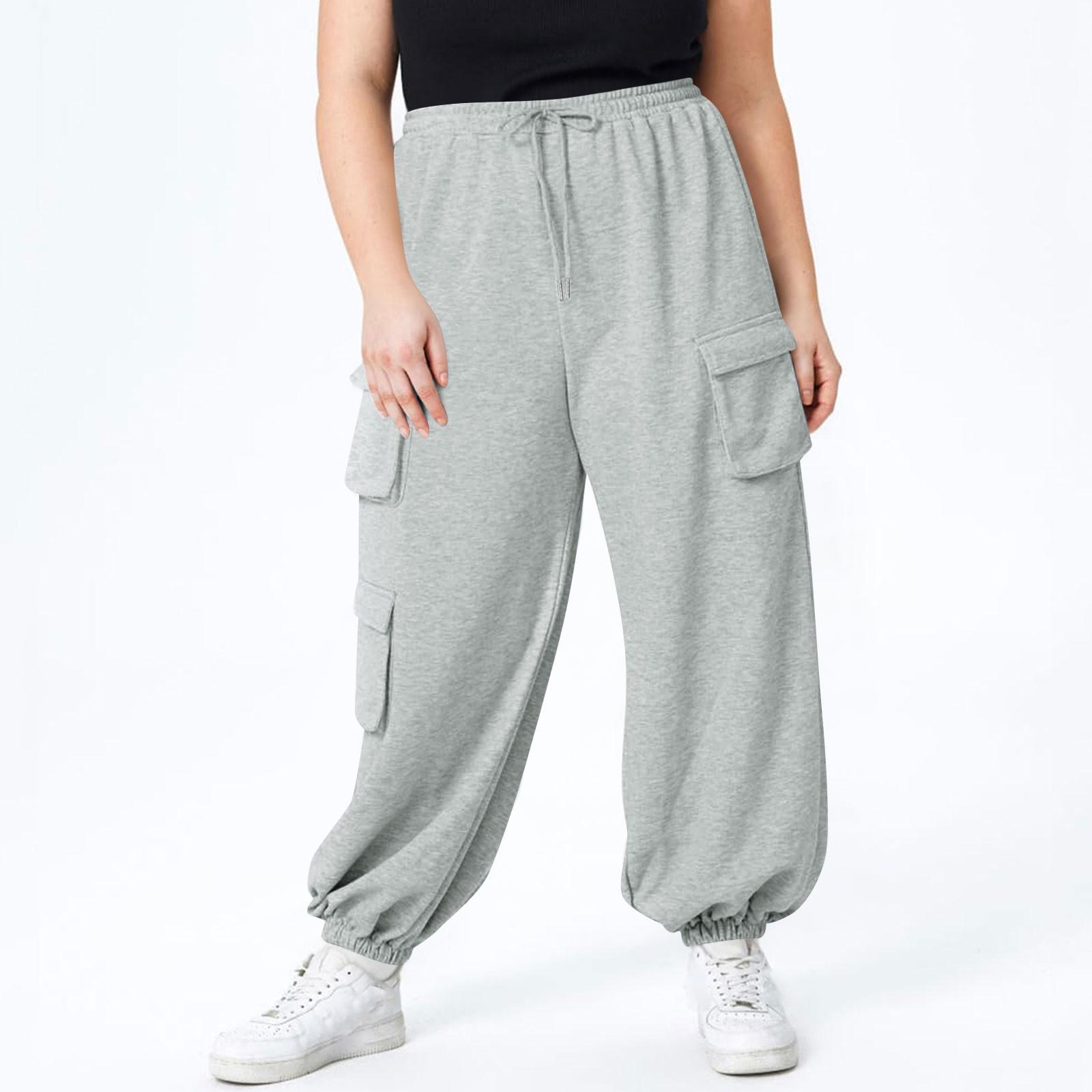 

Женские спортивные штаны свободного покроя с карманами и поясом большого размера XXXL