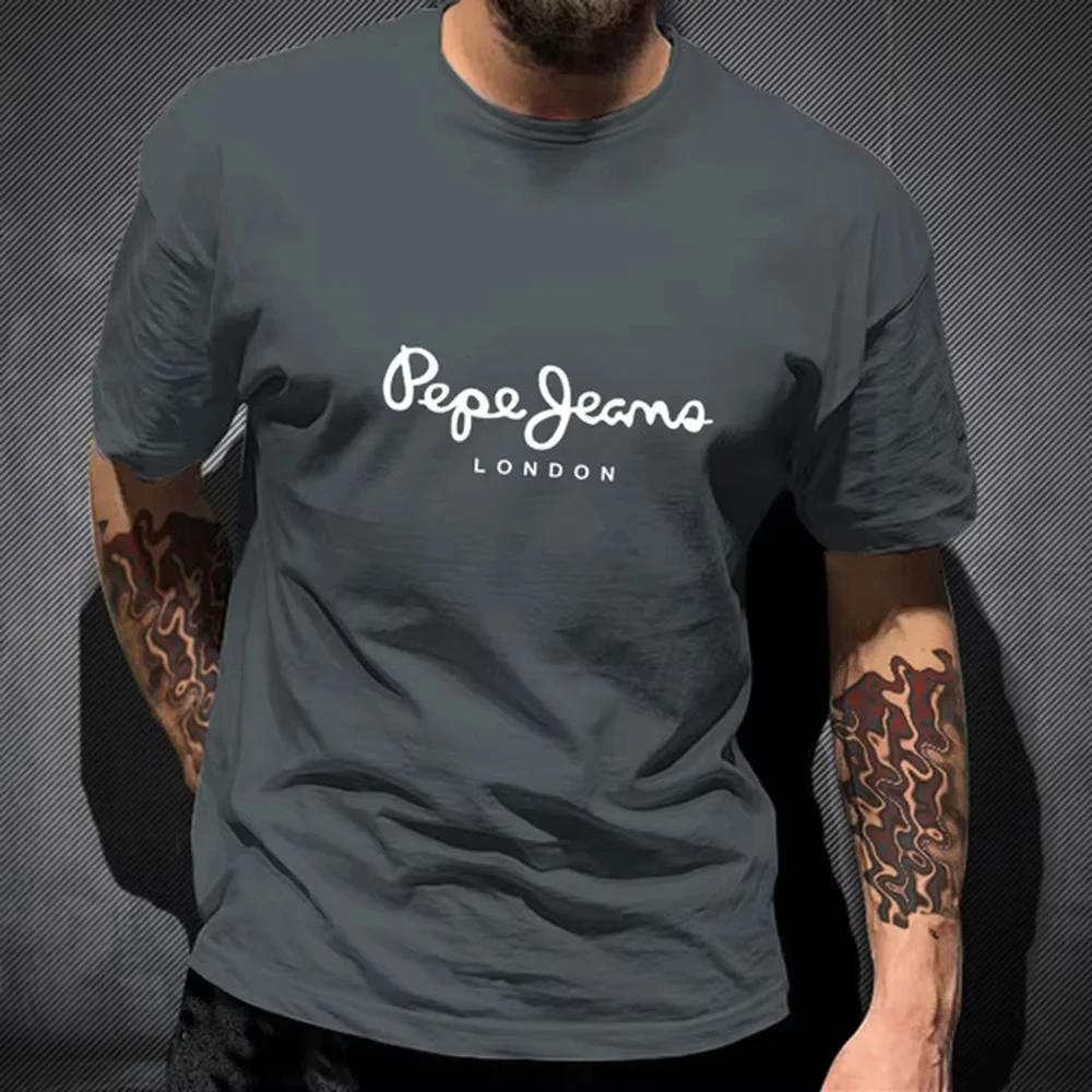 

Найновіша футболка Pepe Jeans London Літня Чоловіча З коротким рукавом Популярна Модна Бавовняні Топи Трендовий Вуличний Одяг Футболки Одяг Y2K M червоний