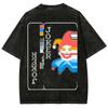 Retro indie game card pattern washed mens loosefitting shirt Couples allseason street style shirt  graphic t shirts
