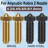 0.2/0.4/0.6/0.8/1.0mm Nozzle for Anycubic Kobra 2 Hardened Steel Brass 3D Printer Parts Volcano Nozzles for Kobra 2 Neo/Pro/Max