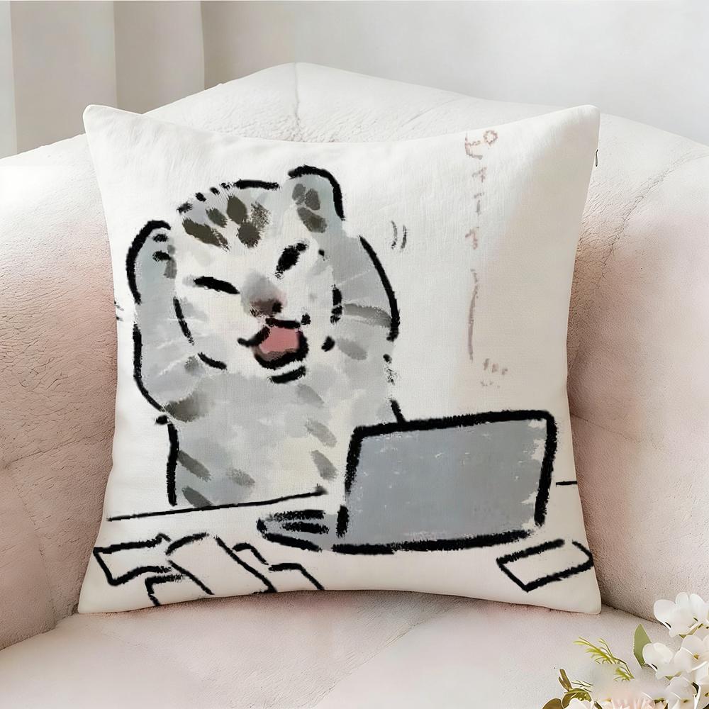 Funny Cat Thinking Network Pillow Case Pillowcase Doublesided Printed Sofa Cushion Bedroom Headboard Pillow